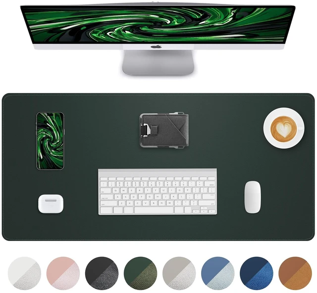 Main image of Leather Desk Pad Protector, Large Mouse Pad and Non-Slip Mat, Waterproof PU Leather Blotter Mat for Office and Home (Dark Green, 36" x 17")