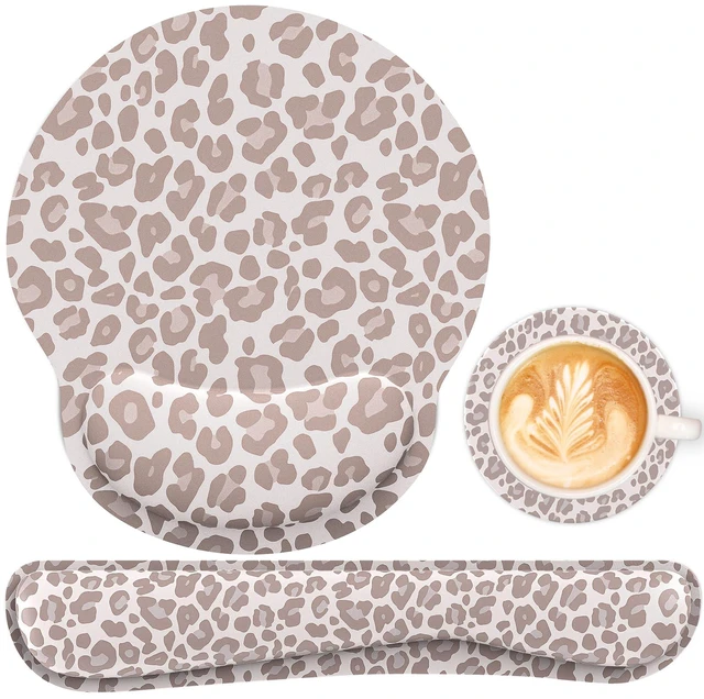 Main image of Ergonomic Mouse Pad with Wrist Rest and Keyboard Wrist Rest, Mousepad | Memory Foam Wrist Rest for Computer Keyboard, Pain Relief, Non-Slip Rubber Base, Mouse Pad Wrist Support for Gaming, Leopard