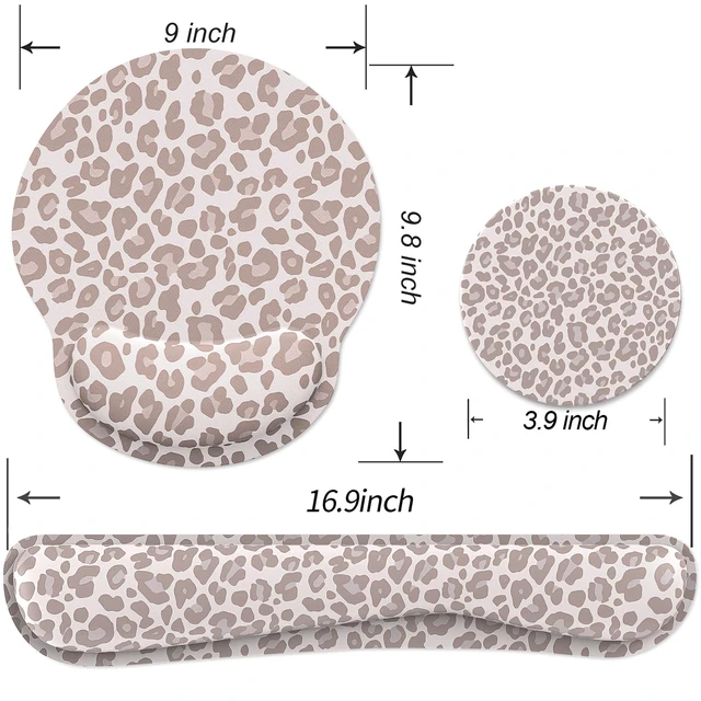 Alt view image 7 of 7 - Ergonomic Mouse Pad with Wrist Rest and Keyboard Wrist Rest, Mousepad | Memory Foam Wrist Rest for Computer Keyboard, Pain Relief, Non-Slip Rubber Base, Mouse Pad Wrist Support for Gaming, Leopard