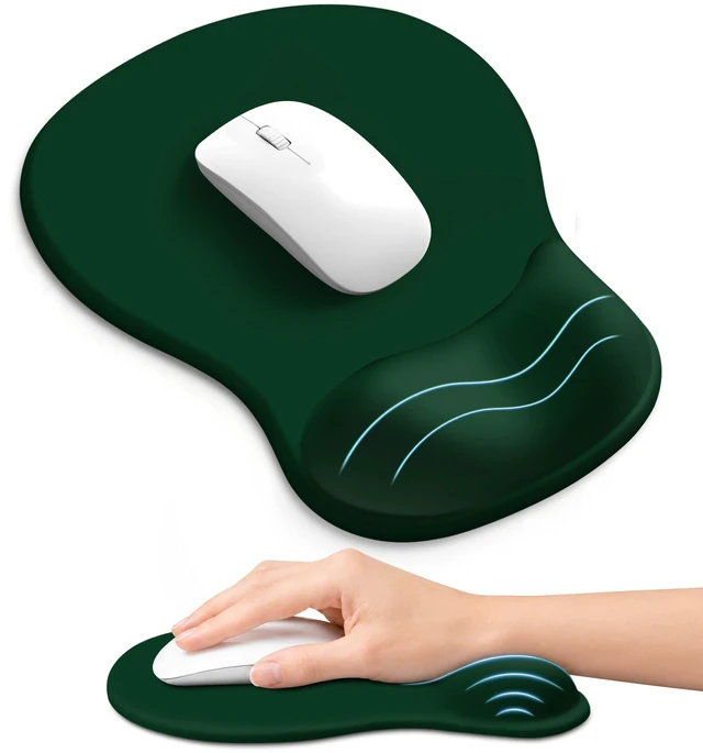 Main image of ZapDesk Ergonomic Mouse Pad with Wrist Rest, Gel Wrist Support, Dark Green | 10.2 x 7.6 in Mouse Pad with Smooth Fabric Surface and Non-Slip Rubber Base for Office, Home, Study, and Gaming