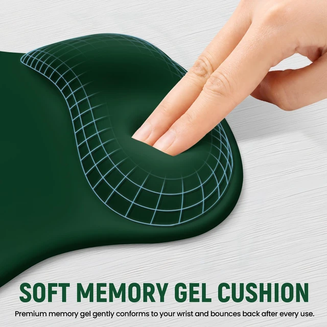 Alt view image 3 of 7 - ZapDesk Ergonomic Mouse Pad with Wrist Rest, Gel Wrist Support, Dark Green | 10.2 x 7.6 in Mouse Pad with Smooth Fabric Surface and Non-Slip Rubber Base for Office, Home, Study, and Gaming