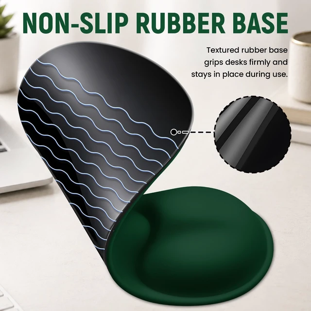 Alt view image 5 of 7 - ZapDesk Ergonomic Mouse Pad with Wrist Rest, Gel Wrist Support, Dark Green | 10.2 x 7.6 in Mouse Pad with Smooth Fabric Surface and Non-Slip Rubber Base for Office, Home, Study, and Gaming