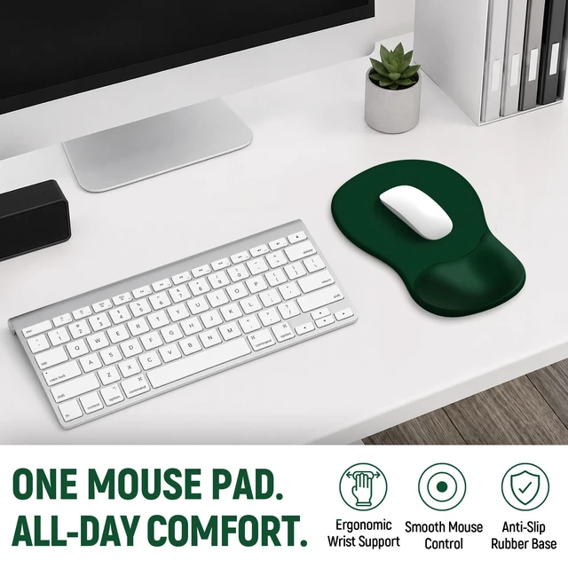 Alt view image 7 of 7 - ZapDesk Ergonomic Mouse Pad with Wrist Rest, Gel Wrist Support, Dark Green | 10.2 x 7.6 in Mouse Pad with Smooth Fabric Surface and Non-Slip Rubber Base for Office, Home, Study, and Gaming