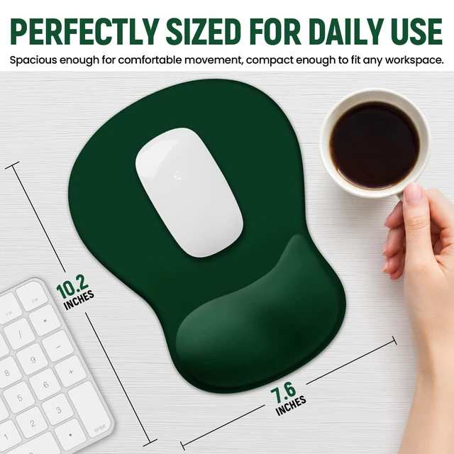 Alt view image 6 of 7 - ZapDesk Ergonomic Mouse Pad with Wrist Rest, Gel Wrist Support, Dark Green | 10.2 x 7.6 in Mouse Pad with Smooth Fabric Surface and Non-Slip Rubber Base for Office, Home, Study, and Gaming