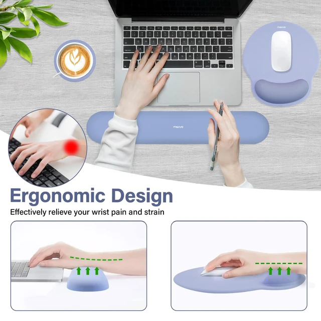 Alt view image 3 of 7 - MOSISO Wrist Rest Support for Mouse Pad&Keyboard Set, Stone Blue | Circle Curved Ergonomic Mousepad Non-Slip Base Home/Office Pain Relief&Easy Typing Pad with Soft Cloth&Silicone Lining