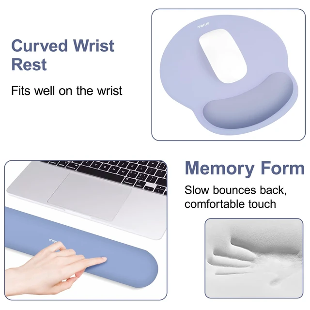 Alt view image 4 of 7 - MOSISO Wrist Rest Support for Mouse Pad&Keyboard Set, Stone Blue | Circle Curved Ergonomic Mousepad Non-Slip Base Home/Office Pain Relief&Easy Typing Pad with Soft Cloth&Silicone Lining