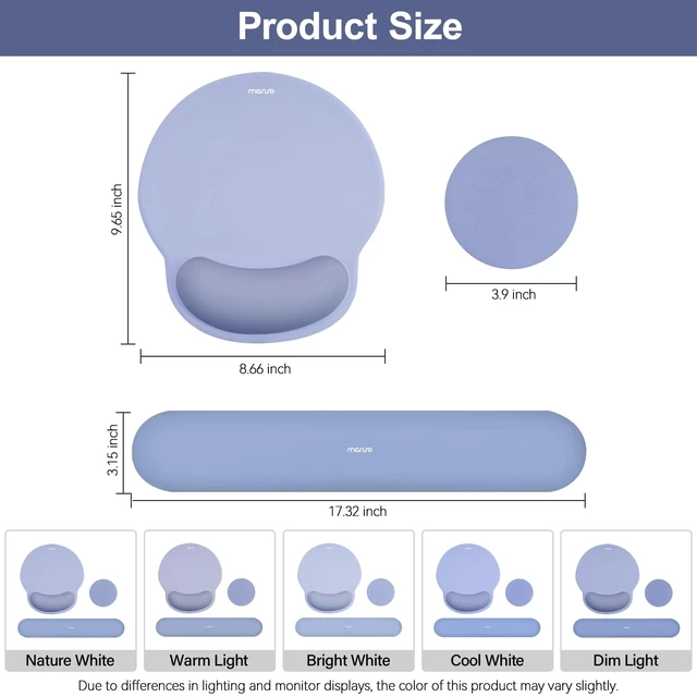 Alt view image 6 of 7 - MOSISO Wrist Rest Support for Mouse Pad&Keyboard Set, Stone Blue | Circle Curved Ergonomic Mousepad Non-Slip Base Home/Office Pain Relief&Easy Typing Pad with Soft Cloth&Silicone Lining