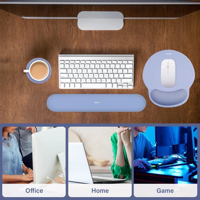Alt view image 7 of 7 - MOSISO Wrist Rest Support for Mouse Pad&Keyboard Set, Stone Blue | Circle Curved Ergonomic Mousepad Non-Slip Base Home/Office Pain Relief&Easy Typing Pad with Soft Cloth&Silicone Lining