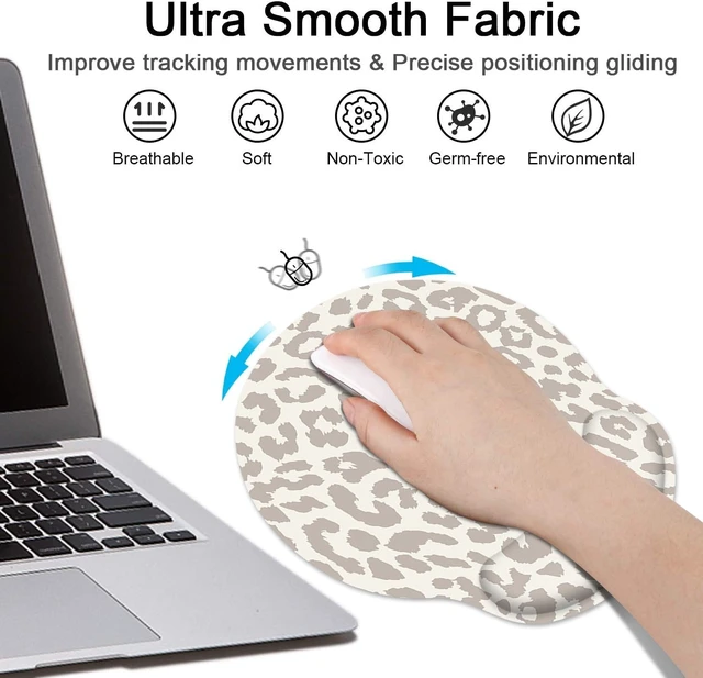 Alt view image 4 of 7 - Britimes Ergonomic Mouse Pad Set with Wrist Rest, Leopard Animal | Skin Light Khaki Non-Slip Rubber Base Wrist Cushion Support and Coasters Mousepad with Wrist Support for Computer Keyboard