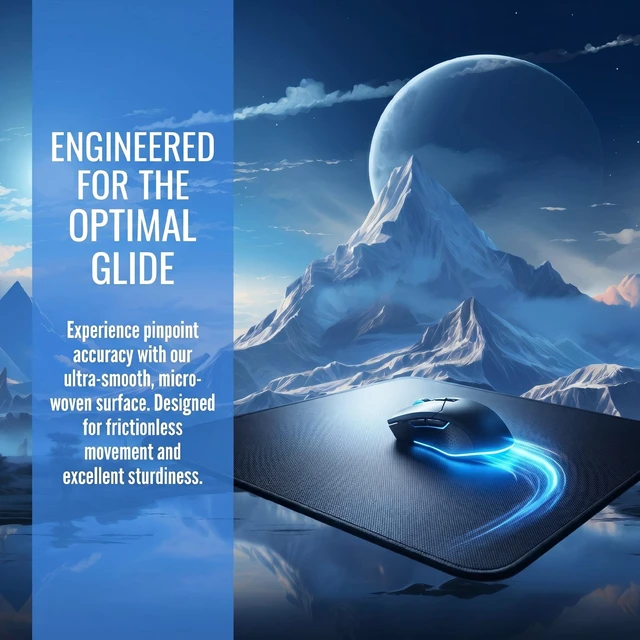 Alt view image 6 of 7 - OnengMu XXL Gaming Mouse Pad 23.6x11.8 inch, Snow Mountain Lake Landscape Theme Desk Mat, Riverside Starry Sky Moon Scene Large Mousepad,Fantasy Artistic Keyboard Mouse Mat (Snow Peak Lake View)