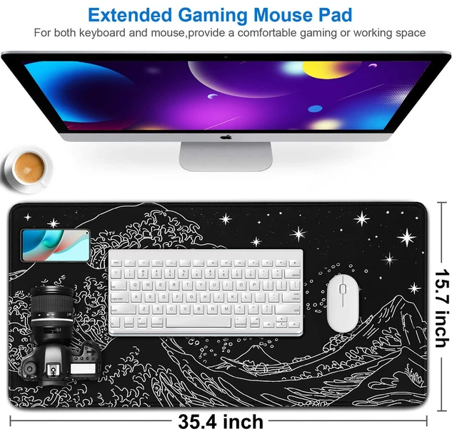 Alt view image 2 of 7 - Large Extended Mouse Pad Gaming, 35.4x15.7 inch Computer Keyboard Mouse Mat | Gaming Mousepad, Water Resist Non-Slip Mousepad Rubber Base XXXL Premium-Textured Mouse Pad for Gaming, Office & Home