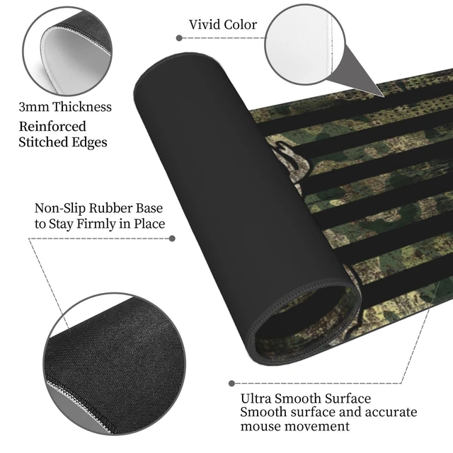 Alt view image 3 of 7 - Camo Camouflage Retro Hunting Tactical Deer Army American Flag Mouse Pad | XXL Desk Mat Rubber Base Provides Stable Grip, Smooth Control