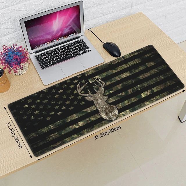 Alt view image 2 of 7 - Camo Camouflage Retro Hunting Tactical Deer Army American Flag Mouse Pad | XXL Desk Mat Rubber Base Provides Stable Grip, Smooth Control