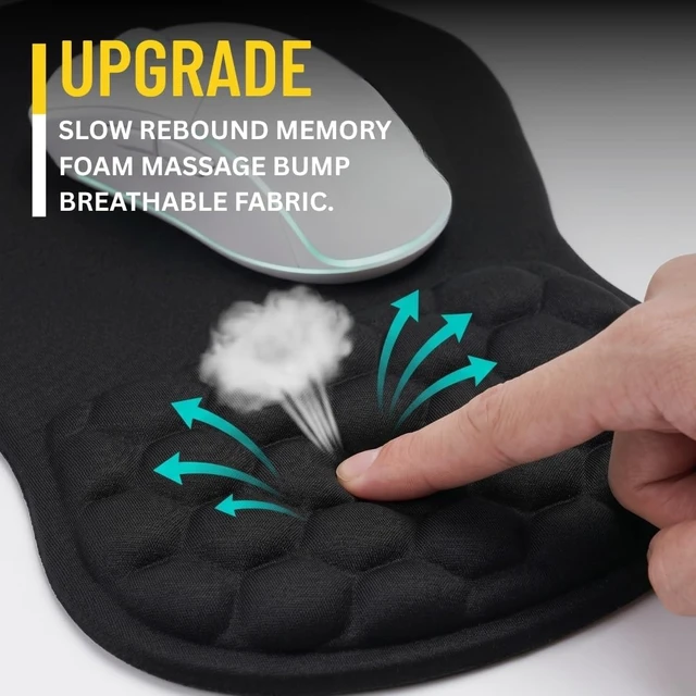 Alt view image 6 of 7 - LIFTHONSO Mouse Pad with Wrist Rest, Ergonomic Memory Foam Wrist Support, Honeycomb Cushion Design, Non-Slip Base, Computer Desk Mouse Pad for Office, Home & Gaming