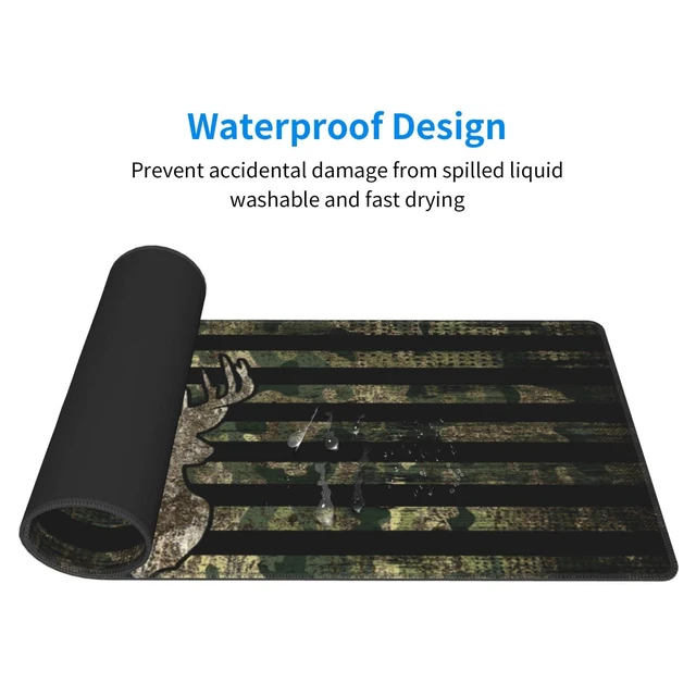 Alt view image 6 of 7 - Camo Camouflage Retro Hunting Tactical Deer Army American Flag Mouse Pad | XXL Desk Mat Rubber Base Provides Stable Grip, Smooth Control