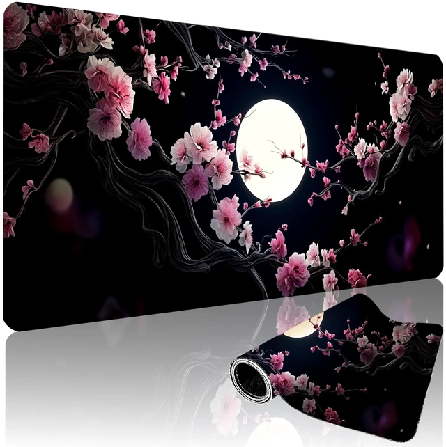 Main image of ModrnGld XXL Gaming Mouse Pad 35.4x15.7 Inch, Large Extended Desk Mat | Cherry Blossom Design, Non-Slip Rubber Base, Water-Resistant Surface and Stitched Edges for Gaming, Office & Home