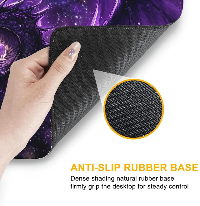 Alt view image 5 of 7 - Large Gaming Mouse Pad Purple Dragon Fighting Extended Computer Keyboard Mousepad with Non-Slip Rubber Base Stitched Edge Waterproof Big Long Laptop Pad for Gamer Office Home 35.4"X 15.7"