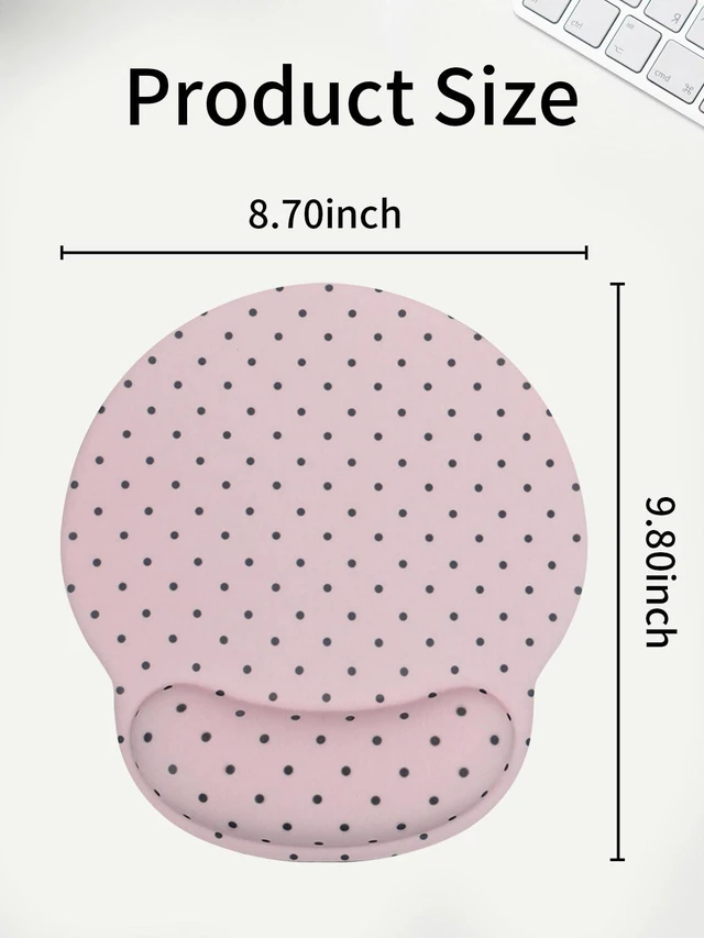 Alt view image 7 of 7 - Seorsok Cute Black Polka Dot Mouse Pad with Gel Wrist Support Mouse Pad,Ergonomic Aesthetic,Comfortable Mousepad for Office Game Work Computer,Pain Relief Mousepad with Non-Slip Silicone Base,Pink
