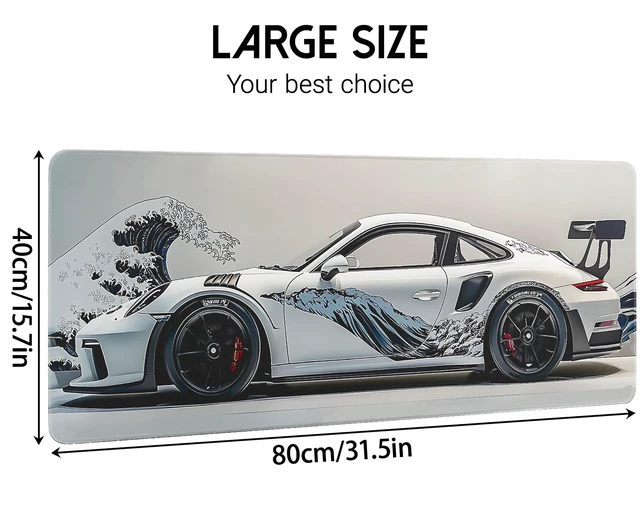 Alt view image 2 of 7 - FreeNook White Ukiyo-e Style Sports Car Anime Mouse Pad, Mouse Pad Gaming Mousepad,Large Mousepads with Non-Slip Rubber Base,Suitable for School,Office,Home,31.5 x 15.7 Inch