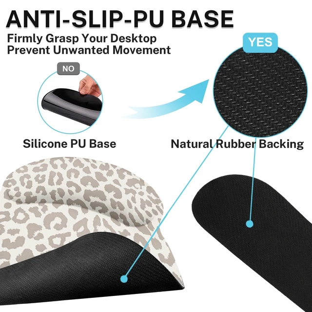Alt view image 7 of 7 - Britimes Ergonomic Mouse Pad Set with Wrist Rest, Leopard Animal | Skin Light Khaki Non-Slip Rubber Base Wrist Cushion Support and Coasters Mousepad with Wrist Support for Computer Keyboard