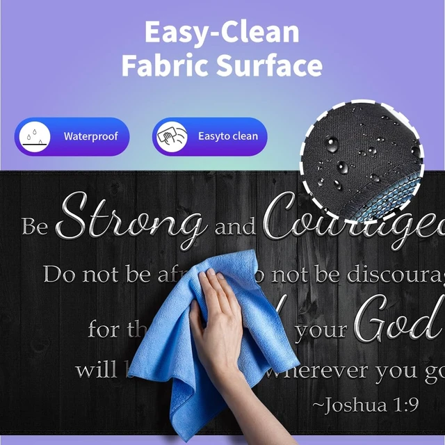 Alt view image 5 of 6 - Be Strong and Courageous Joshua 1:9 Large Mouse Pad, Rustic Wood Desk Mat | Keyboard Mat Stitched, 31.5" x 15.8", Christian Bible Verse Scripture, Inspirational Faith Quote, Religious, Black White