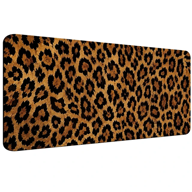 Main image of PLSOZRYL Gaming Mouse Pad Leopard 35.4x15.7In Desk Mat Office Decor | with Stitched Edges Non-Slip Rubber Base Mousepad Desktop Computer Mat