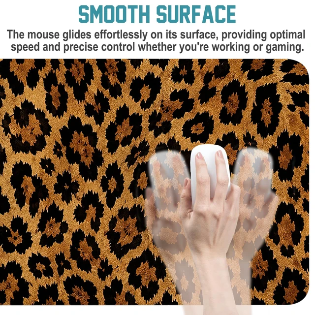 Alt view image 2 of 7 - PLSOZRYL Gaming Mouse Pad Leopard 35.4x15.7In Desk Mat Office Decor | with Stitched Edges Non-Slip Rubber Base Mousepad Desktop Computer Mat