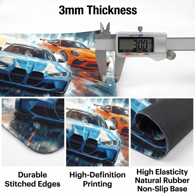 Alt view image 3 of 7 - Zuvinix XXL Large Mouse Pad for Desk, Racing Car Gaming Desk Mat | 31.5x15.7 in Extended Keyboard Mouse Mat, Non-Slip Rubber Base, PC Gaming Desk Protector for Computer Laptop Office