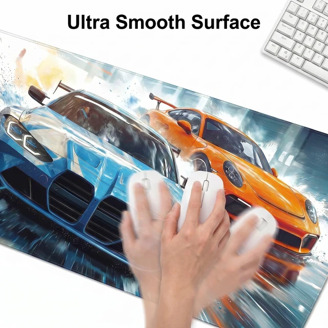 Alt view image 5 of 7 - Zuvinix XXL Large Mouse Pad for Desk, Racing Car Gaming Desk Mat | 31.5x15.7 in Extended Keyboard Mouse Mat, Non-Slip Rubber Base, PC Gaming Desk Protector for Computer Laptop Office