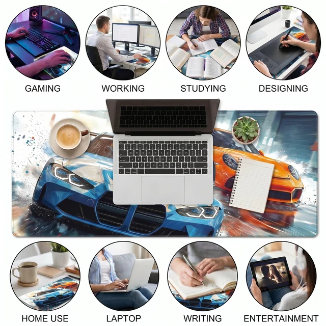 Alt view image 7 of 7 - Zuvinix XXL Large Mouse Pad for Desk, Racing Car Gaming Desk Mat | 31.5x15.7 in Extended Keyboard Mouse Mat, Non-Slip Rubber Base, PC Gaming Desk Protector for Computer Laptop Office