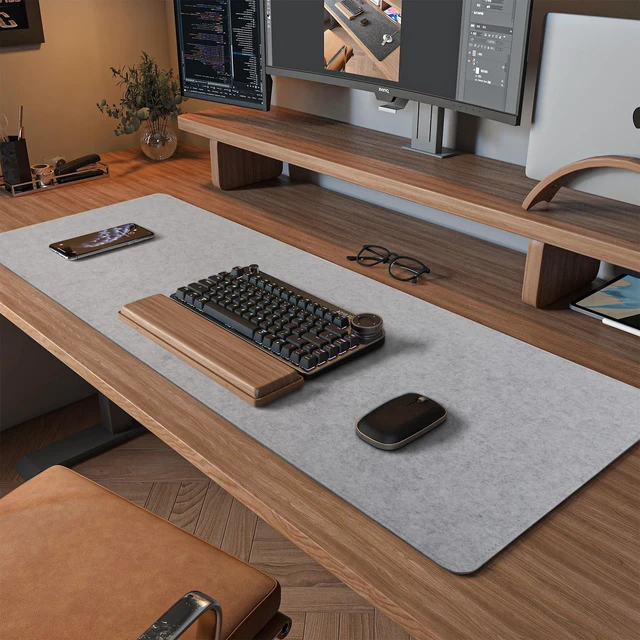 Main image of DAWNTREES Felt Desk Pad, Large Felt Mouse Pad and Keyboard Mat, 36" x 12" | Non-Slip Computer Desk Mat XL,Desk Protector for Office (light gray)