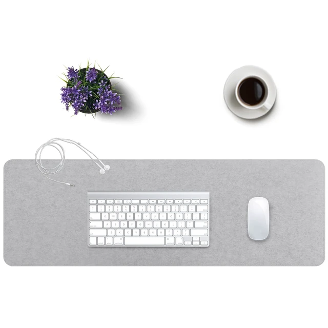Alt view image 2 of 7 - DAWNTREES Felt Desk Pad, Large Felt Mouse Pad and Keyboard Mat, 36" x 12" | Non-Slip Computer Desk Mat XL,Desk Protector for Office (light gray)