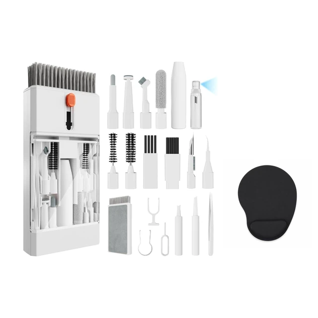 Main image of Office Desk Cleaning Bundle - Computer Cleaning - Wrist Rest Mouse Pad | Electronics Cleaning Kit - Device Cleaning Kit - Ergonomic Mouse Pad - Workspace Hygiene - Office Workers - Soft Bristles