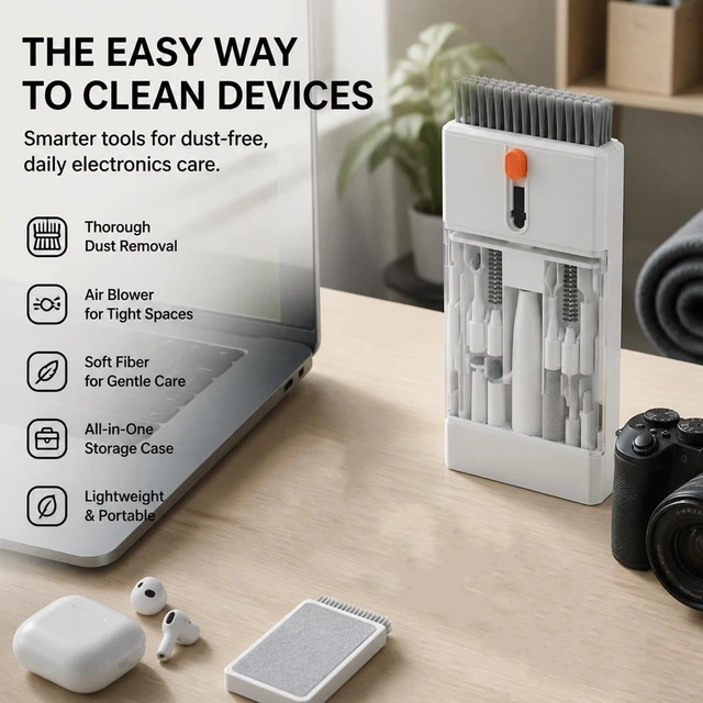 Alt view image 6 of 7 - Office Desk Cleaning Bundle - Computer Cleaning - Wrist Rest Mouse Pad | Electronics Cleaning Kit - Device Cleaning Kit - Ergonomic Mouse Pad - Workspace Hygiene - Office Workers - Soft Bristles