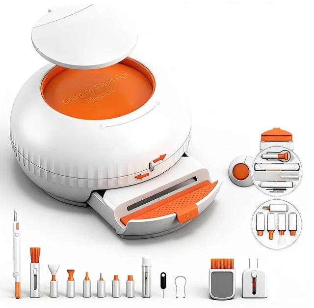 Main image of DXTTOOP 25-in-1 Electronics Cleaning Kit - Headphone Earbud Cleaner with Keycap Puller,Magnetic Charger Organizer & Phone Stand for Laptops,VR Headsets,Cameras & Small Gadgets