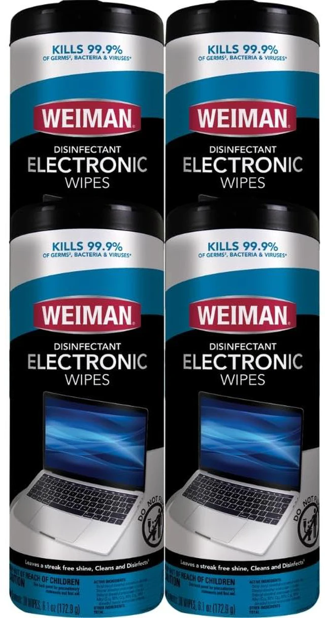 Main image of Weiman Electronic Screen Cleaner Wipes - 4 Pack Clean Your Laptop, Computer, TV, and All Electronic Equipment - Electronic Wipes - 30 Count