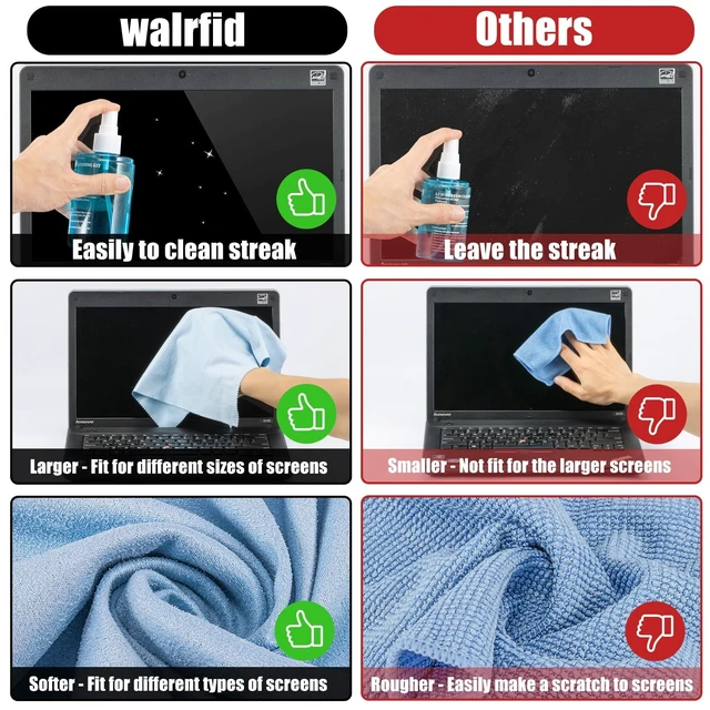 Alt view image 6 of 7 - walrfid 2 Pcs Car Screen Cleaner Spray and Wipe, Touchscreen Cleaning Kit | for CD Disc, TV Computer Laptop Electronic Cell Phone iPad iPhone MacBook Pro Tablet Monitor LCD LED Flat Screens