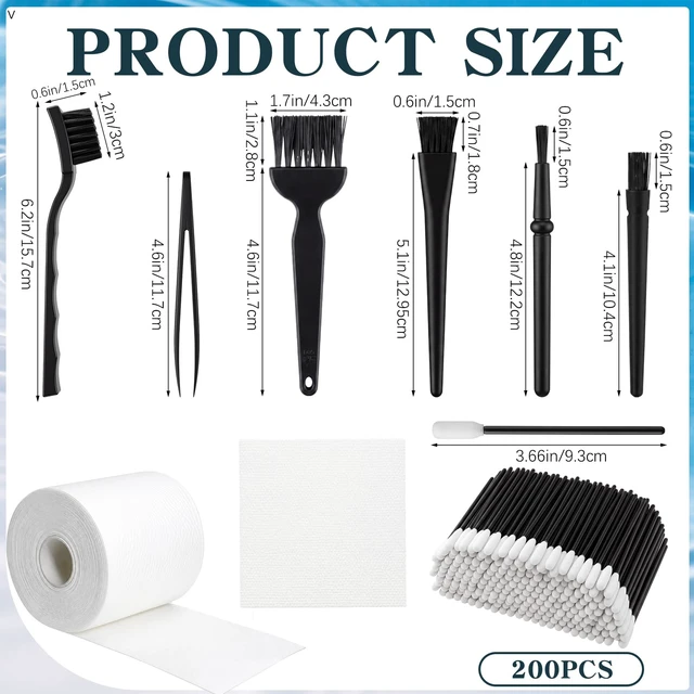 Alt view image 2 of 7 - Wamlente 8 Pcs 3D Printer Rails and Screws Cleaning Set Brushes Swabs Wipes | Precision Maintenance Tools Set for for 3D Printer Nozzle, Print Head, Extruder, Camera Lens Electronics Keyboard Lens