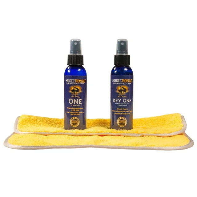 Main image of MusicNomad 3 pc. Care Kit for Gloss Pianos - Cleaner, Polish, Cloth (MN132) | Soft, Non-Treated Microfiber Helps Lift Dust, Fingerprints and Polish Residue without Scratching.