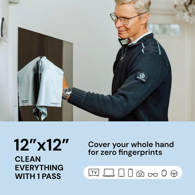 Alt view image 3 of 7 - Elite Tech Gear 2-pc Eyeglass Cleaning Cloth, 3-pc Glasses Cleaner Spray | Streak-Free Microfiber Cleaning Cloth - XL Eye Glass Clean Cloths - Glasses Cleaning Cloth - Coated Lens Cleaning Cloth