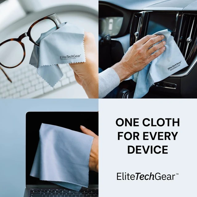 Alt view image 5 of 7 - Elite Tech Gear 2-pc Eyeglass Cleaning Cloth, 3-pc Glasses Cleaner Spray | Streak-Free Microfiber Cleaning Cloth - XL Eye Glass Clean Cloths - Glasses Cleaning Cloth - Coated Lens Cleaning Cloth