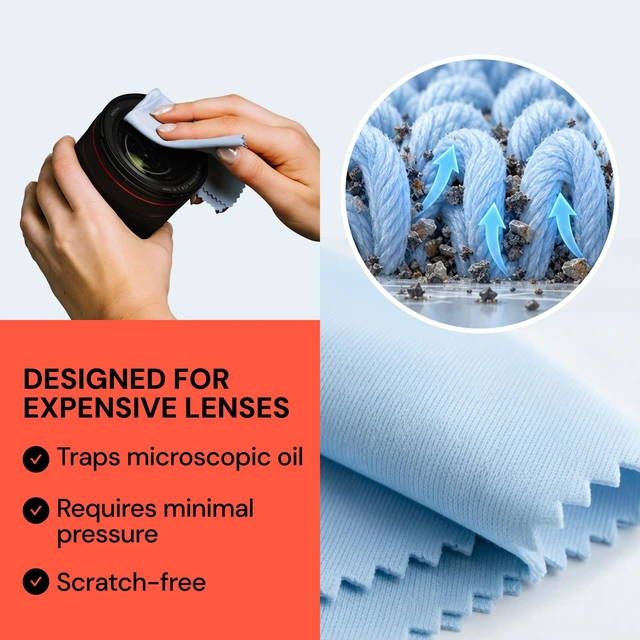 Alt view image 4 of 7 - Elite Tech Gear 2-pc Eyeglass Cleaning Cloth, 3-pc Glasses Cleaner Spray | Streak-Free Microfiber Cleaning Cloth - XL Eye Glass Clean Cloths - Glasses Cleaning Cloth - Coated Lens Cleaning Cloth