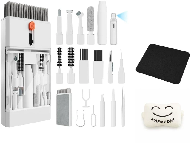 Main image of Computer Cleaning Set - Keyboard Cleaning Kit - Mouse Pad - Wrist Rest | Workspace Accessories - Electronics Maintenance Tools - Leather Surface - Typing Cushion - Workplace Professionals