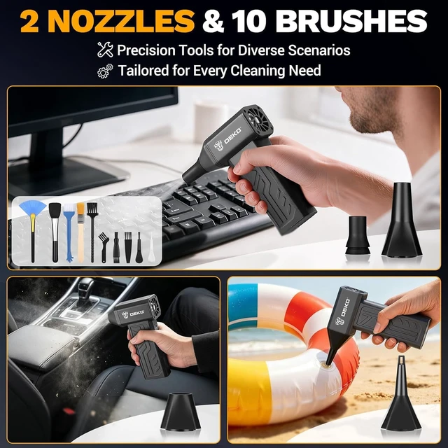 Alt view image 5 of 7 - Compressed Air Duster, 150000RPM High-Speed Electric Air Duster with 240G Wind Pressure, 4-Speed Adjustable, Dust Blower for PC Cleaning Kit, Computer Keyboard, Grey