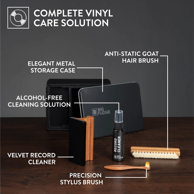 Alt view image 2 of 6 - Big Fudge Vinyl Record Cleaning Kit, Collector's Edition, Sapele Wood | Velvet Brush, Stylus Brush, Cleaning Solution, Carrying Case, Gift Ready for Anyone Serious About Their Setup