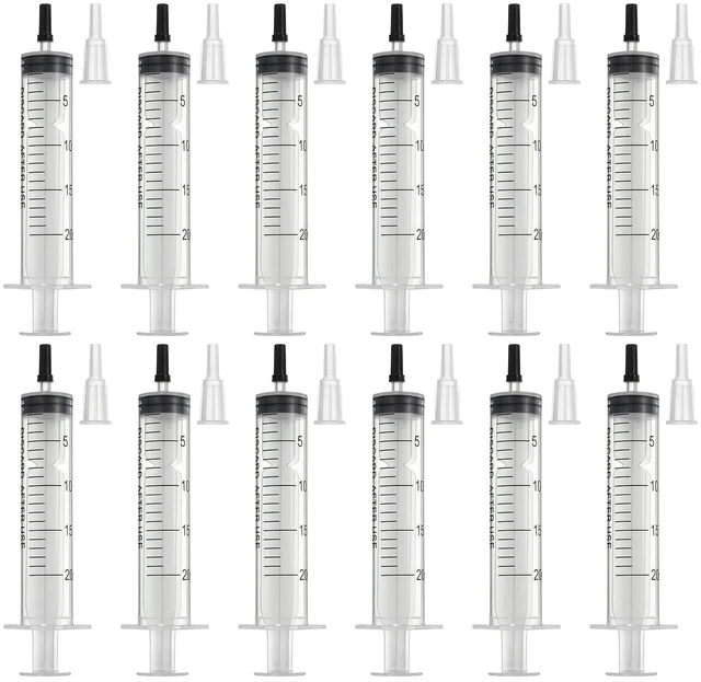 Main image of PATIKIL DTF Syringes Printer Cleaning Kits 20ML DTF Syringes 12Pcs | with 12 Black Caps and Adapters No Needle for Printer Nozzle Ink Line Flushing Bubble Removal