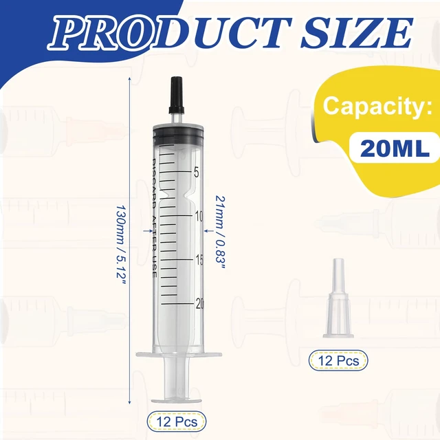 Alt view image 2 of 6 - PATIKIL DTF Syringes Printer Cleaning Kits 20ML DTF Syringes 12Pcs | with 12 Black Caps and Adapters No Needle for Printer Nozzle Ink Line Flushing Bubble Removal