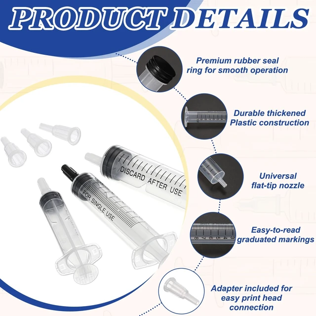 Alt view image 3 of 6 - PATIKIL DTF Syringes Printer Cleaning Kits 20ML DTF Syringes 12Pcs | with 12 Black Caps and Adapters No Needle for Printer Nozzle Ink Line Flushing Bubble Removal