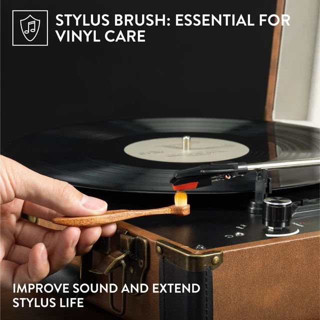 Alt view image 5 of 6 - Big Fudge Vinyl Record Cleaning Kit, Collector's Edition, Sapele Wood | Velvet Brush, Stylus Brush, Cleaning Solution, Carrying Case, Gift Ready for Anyone Serious About Their Setup