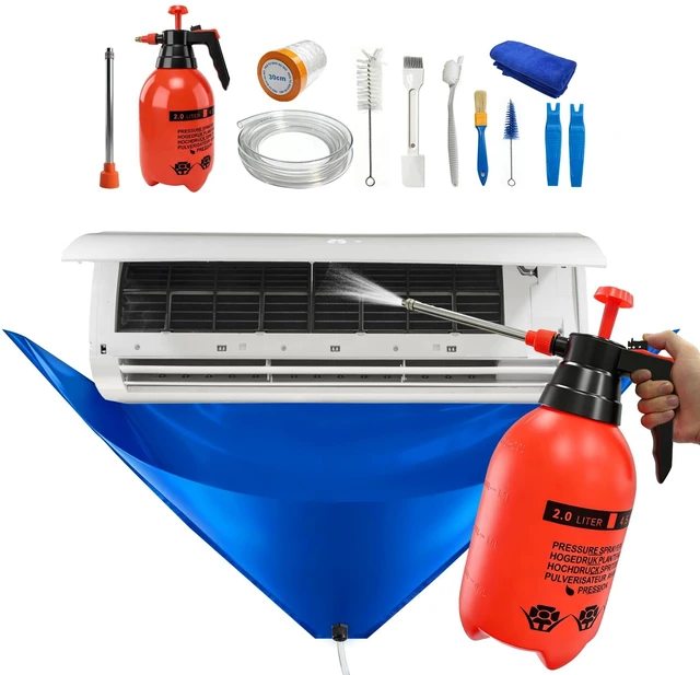 Main image of Cestluck 13PCS Mini Split Cleaning Kit with 2L High Pressure Sprayer | Deep Cleaning Air Conditioner Professional AC Cleaning Kit With Waterproof PVC Cleaning Cover and Drain Hose, Large